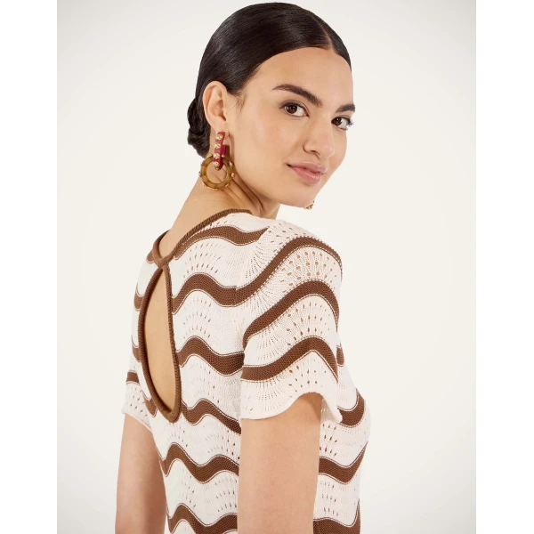 La DoubleJ Long Sleeve Swing Dress Derby Placée Multicolor in Sable - Dresses - Milanese Maximalist Fashion at Coveti