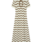 La DoubleJ Long Sleeve Swing Dress Derby Placée Multicolor in Sable - Dresses - Milanese Maximalist Fashion at Coveti