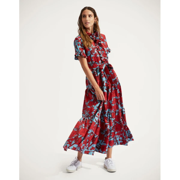 La DoubleJ Long Sleeve Swing Dress Heath Mint in Flowy Jersey - Dresses - Milanese Maximalist Fashion at Coveti