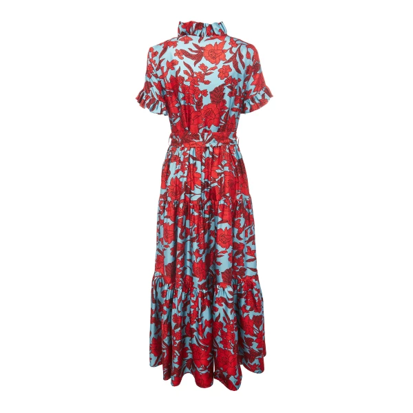 La DoubleJ Long Sleeve Swing Dress Heath Mint in Flowy Jersey - Dresses - Milanese Maximalist Fashion at Coveti