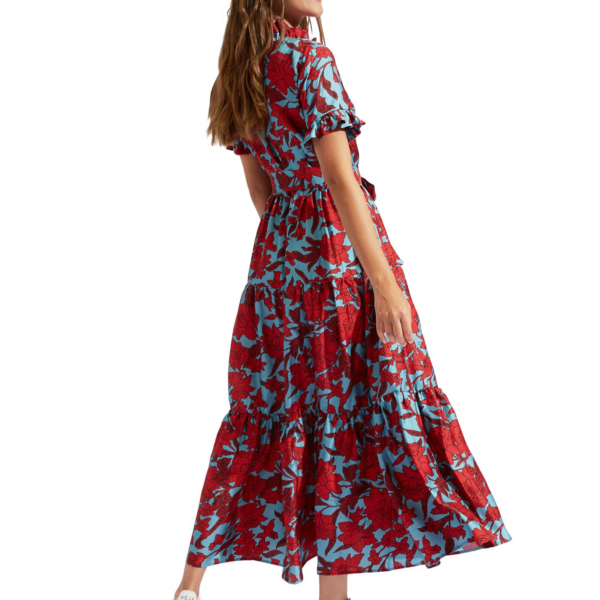 La DoubleJ Long Sleeve Swing Dress Heath Mint in Flowy Jersey - Dresses - Milanese Maximalist Fashion at Coveti