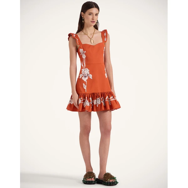 La DoubleJ Long Sleeve Swing Dress Peony Placée Light Blue in Sablé - Dresses - Milanese Maximalist Fashion at Coveti