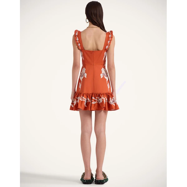 La DoubleJ Long Sleeve Swing Dress Peony Placée Light Blue in Sablé - Dresses - Milanese Maximalist Fashion at Coveti