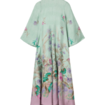 La DoubleJ Long Sleeve Swing Dress Queen Peony Placée Red in Sablé Satin - Dresses - Milanese Maximalist Fashion at Coveti