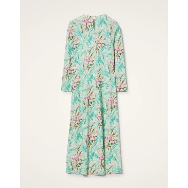 La DoubleJ Long and Sassy Dress Lilium Turchese in Silk Twill - Dresses - Milanese Maximalist Fashion at Coveti