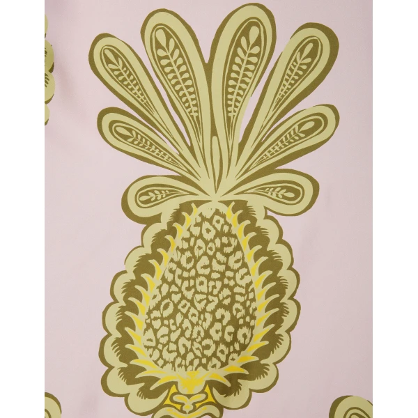La DoubleJ Magnifico Dress Big Pineapple Pink in Twill Silk - Dresses - Milanese Maximalist Fashion at Coveti