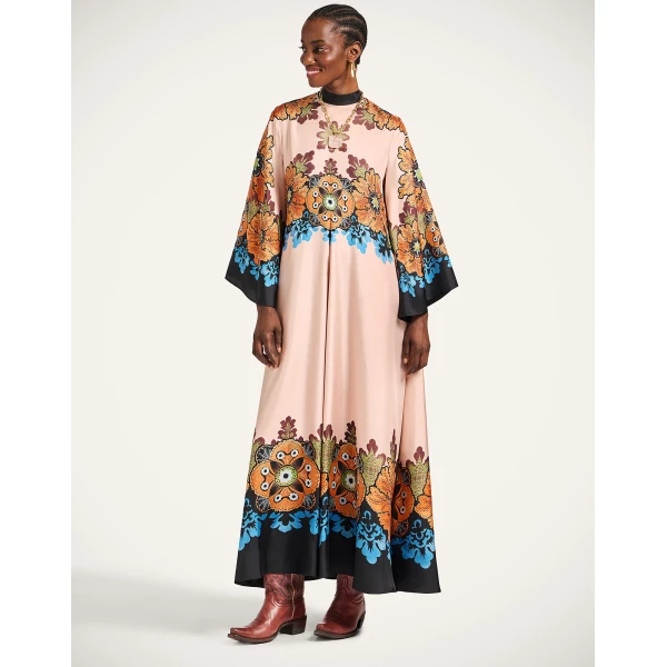 La DoubleJ Magnifico Dress Bounty Placée Orange in Silk Twill - Dresses - Milanese Maximalist Fashion at Coveti