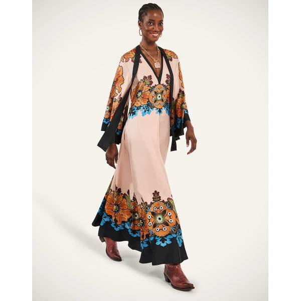 La DoubleJ Magnifico Dress Bounty Placée Orange in Silk Twill - Dresses - Milanese Maximalist Fashion at Coveti