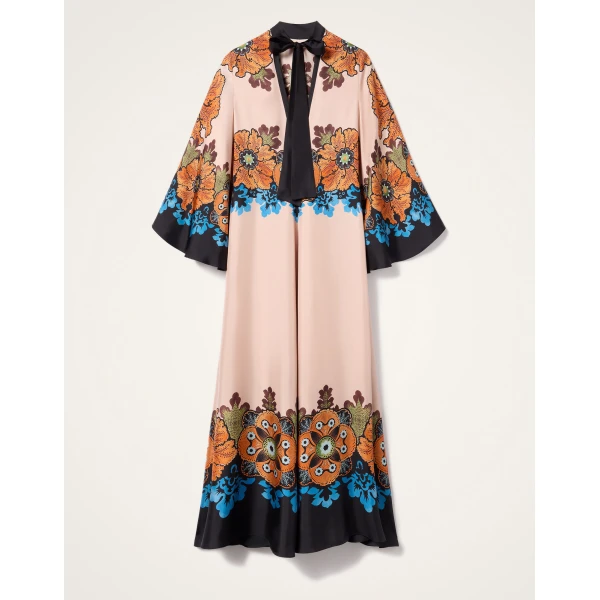 La DoubleJ Magnifico Dress Bounty Placée Orange in Silk Twill - Dresses - Milanese Maximalist Fashion at Coveti