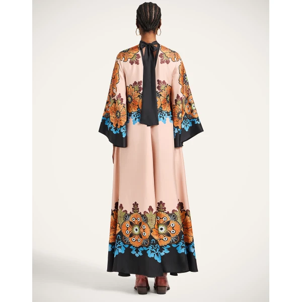 La DoubleJ Magnifico Dress Bounty Placée Orange in Silk Twill - Dresses - Milanese Maximalist Fashion at Coveti
