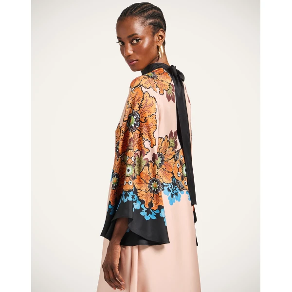 La DoubleJ Magnifico Dress Bounty Placée Orange in Silk Twill - Dresses - Milanese Maximalist Fashion at Coveti