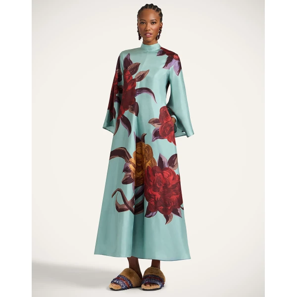La DoubleJ Magnifico Dress Florence Placée Ivory in Silk Twill - Dresses - Milanese Maximalist Fashion at Coveti