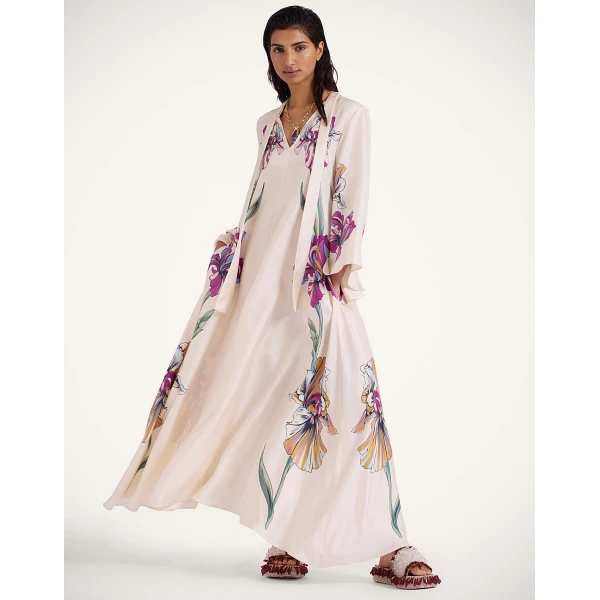 La DoubleJ Magnifico Dress Iris Placée Ivory in Silk Twill - Dresses - Milanese Maximalist Fashion at Coveti