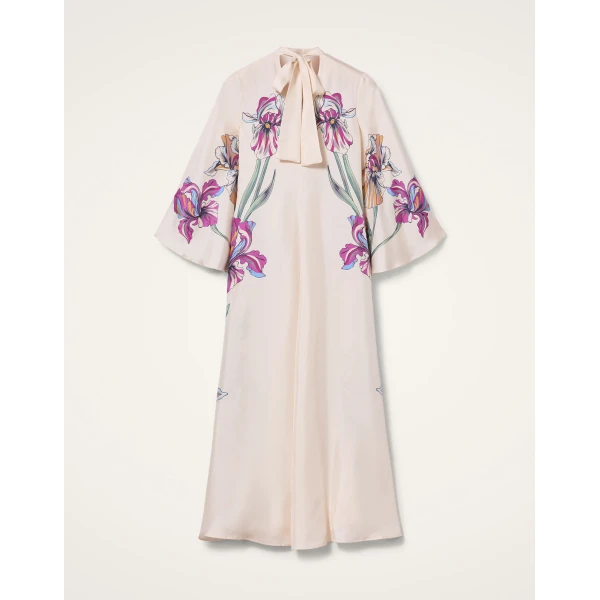 La DoubleJ Magnifico Dress Iris Placée Ivory in Silk Twill - Dresses - Milanese Maximalist Fashion at Coveti