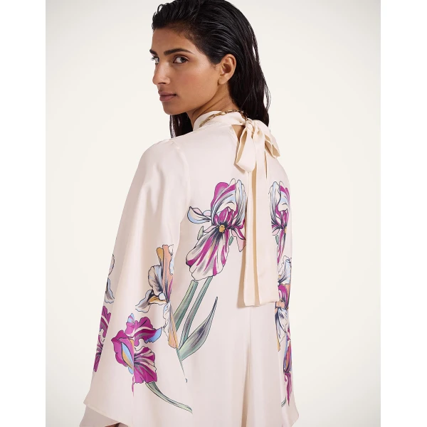 La DoubleJ Magnifico Dress Iris Placée Ivory in Silk Twill - Dresses - Milanese Maximalist Fashion at Coveti