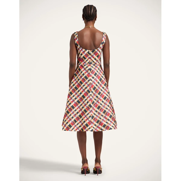 La DoubleJ Magnifico Dress Kerylos Placée Dark Green in Silk Twill - Dresses - Milanese Maximalist Fashion at Coveti