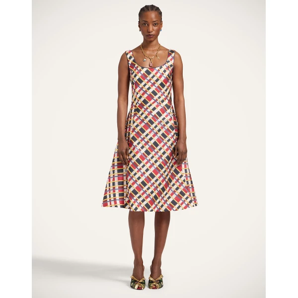 La DoubleJ Magnifico Dress Kerylos Placée Dark Green in Silk Twill - Dresses - Milanese Maximalist Fashion at Coveti