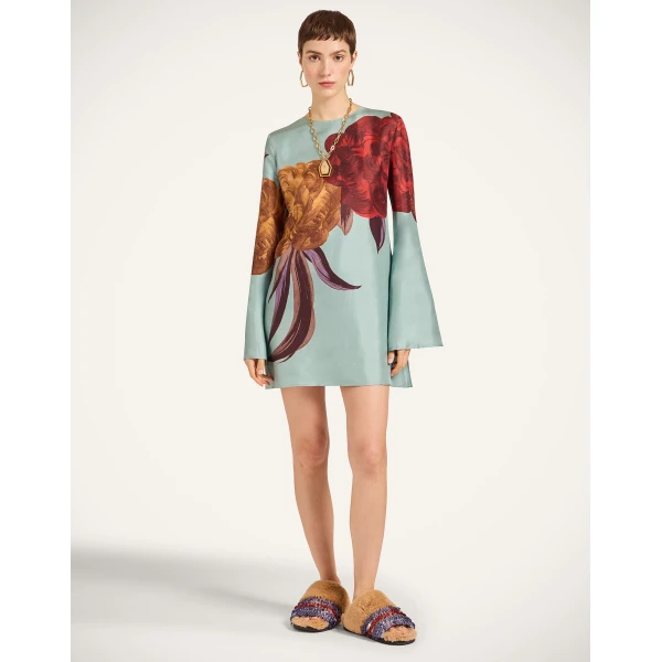 La DoubleJ Magnifico Dress Mix Tiles Placée Black in Silk Twill - Dresses - Milanese Maximalist Fashion at Coveti