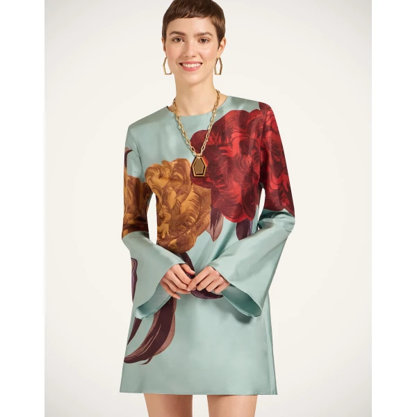 La DoubleJ Magnifico Dress Mix Tiles Placée Black in Silk Twill - Dresses - Milanese Maximalist Fashion at Coveti