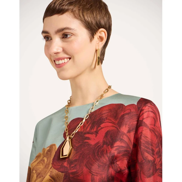 La DoubleJ Magnifico Dress Mix Tiles Placée Black in Silk Twill - Dresses - Milanese Maximalist Fashion at Coveti