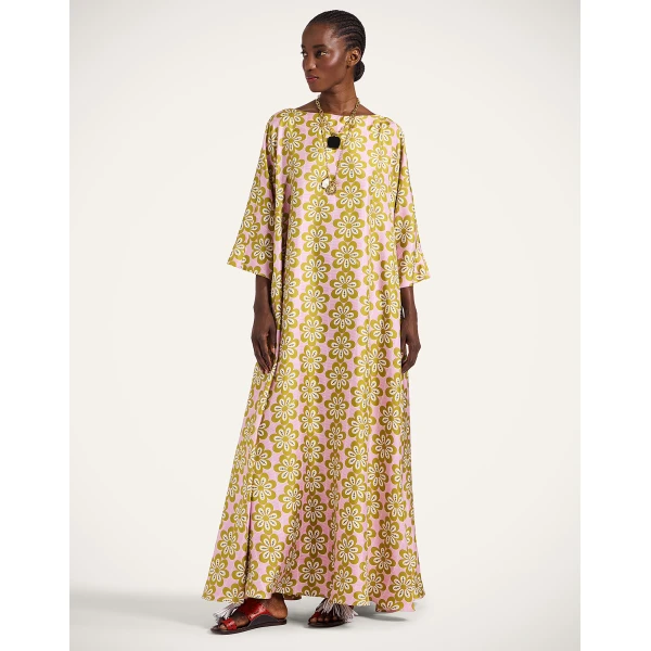La DoubleJ Magnifico Dress Monstera in Silk Twill - Dresses - Milanese Maximalist Fashion at Coveti