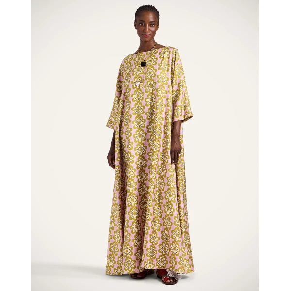 La DoubleJ Magnifico Dress Monstera in Silk Twill - Dresses - Milanese Maximalist Fashion at Coveti