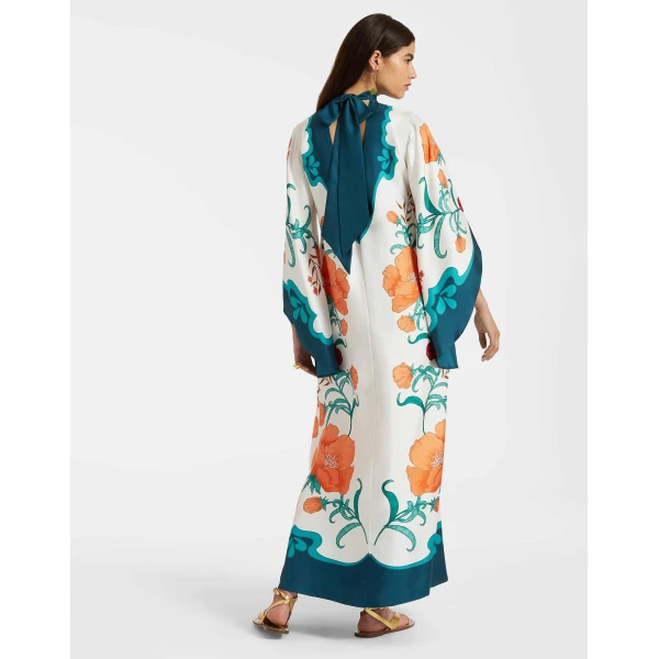 La DoubleJ Magnifico Dress Morpheus Placée Orange in Silk Twill - Dresses - Milanese Maximalist Fashion at Coveti