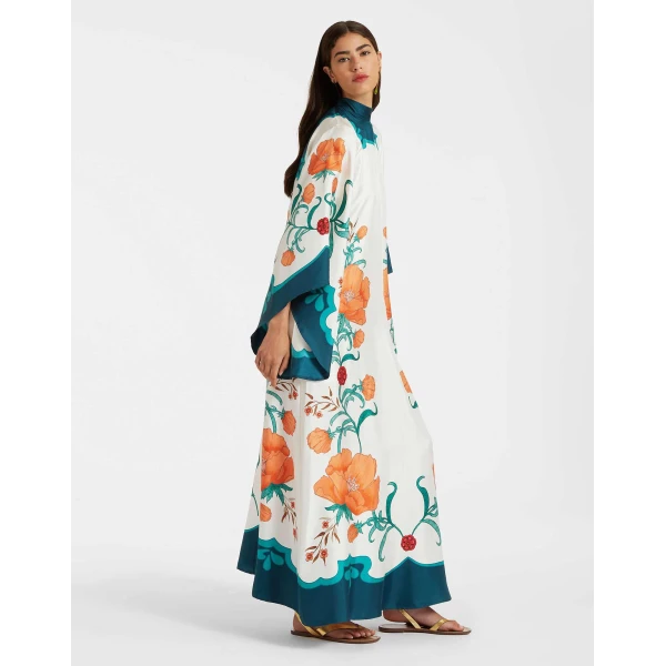 La DoubleJ Magnifico Dress Morpheus Placée Orange in Silk Twill - Dresses - Milanese Maximalist Fashion at Coveti