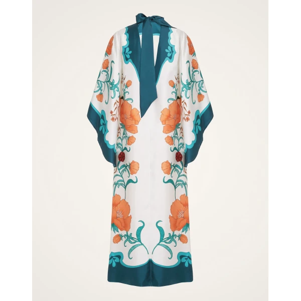 La DoubleJ Magnifico Dress Morpheus Placée Orange in Silk Twill - Dresses - Milanese Maximalist Fashion at Coveti