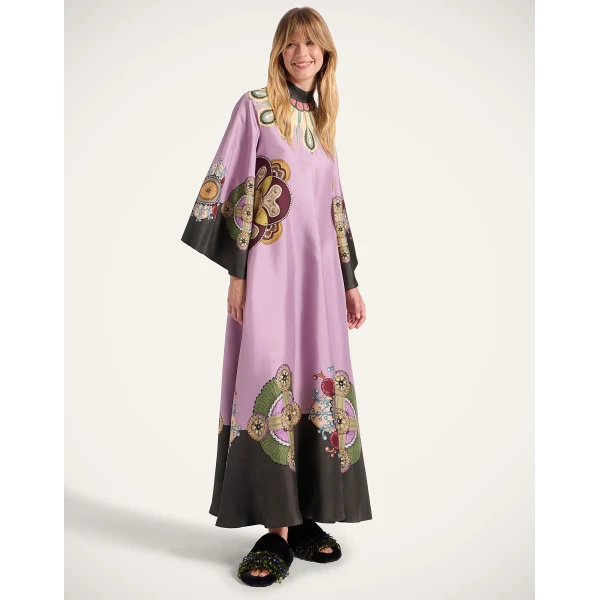 La DoubleJ Magnifico Dress Nucleus Placée Dusty Pink in Silk Twill - Dresses - Milanese Maximalist Fashion at Coveti