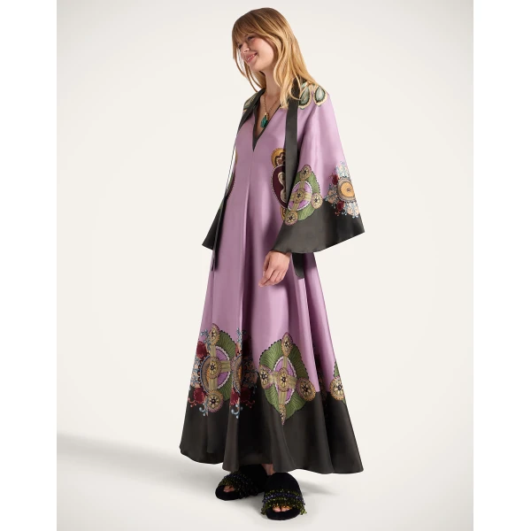 La DoubleJ Magnifico Dress Nucleus Placée Dusty Pink in Silk Twill - Dresses - Milanese Maximalist Fashion at Coveti