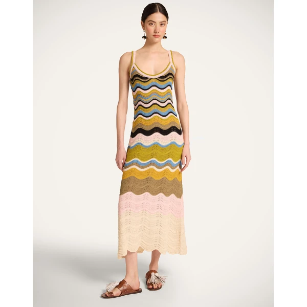 La DoubleJ Magnifico Dress Peony Placée Light Blue in Silk Twill - Dresses - Milanese Maximalist Fashion at Coveti