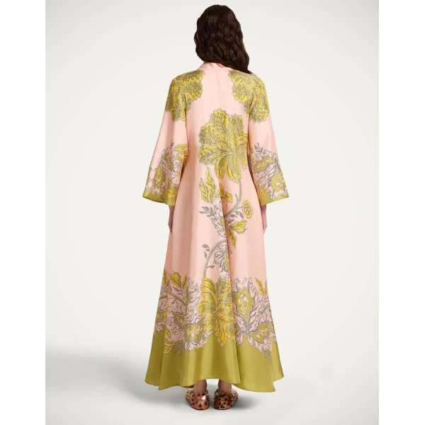 La DoubleJ Magnifico Dress Phoenix Placée Burgundy in Silk Twill - Dresses - Milanese Maximalist Fashion at Coveti
