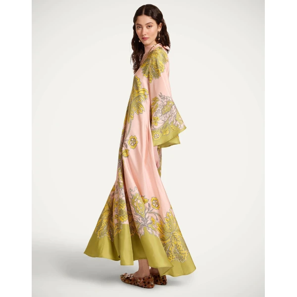 La DoubleJ Magnifico Dress Phoenix Placée Burgundy in Silk Twill - Dresses - Milanese Maximalist Fashion at Coveti