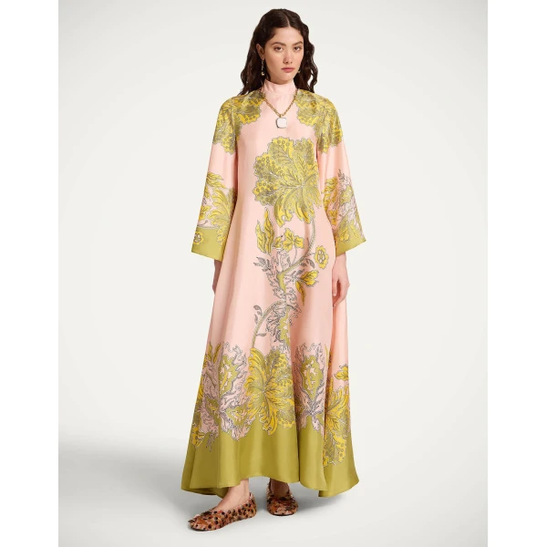 La DoubleJ Magnifico Dress Phoenix Placée Burgundy in Silk Twill - Dresses - Milanese Maximalist Fashion at Coveti
