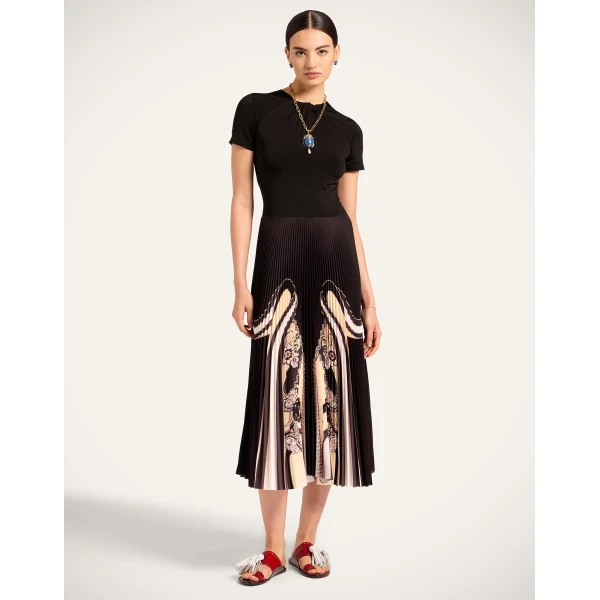 La DoubleJ Magnifico Dress Queen Peony Placée Blue in Silk Twill - Dresses - Milanese Maximalist Fashion at Coveti