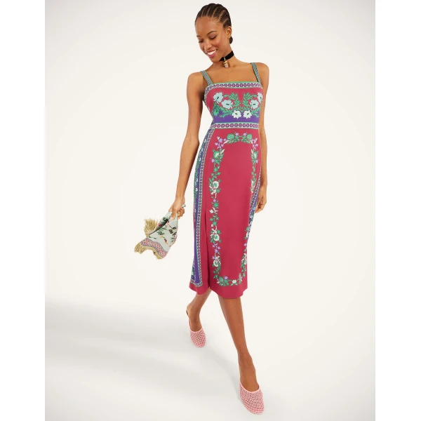 La DoubleJ Magnifico Dress Regalia Placée Red in Silk Twill - Dresses - Milanese Maximalist Fashion at Coveti