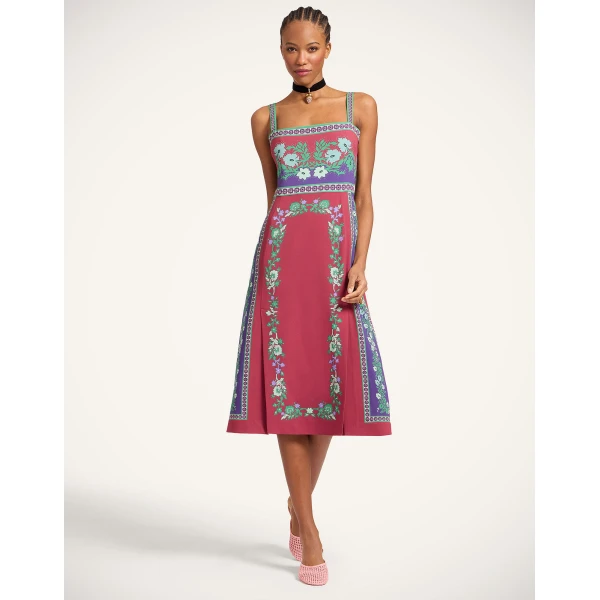 La DoubleJ Magnifico Dress Regalia Placée Red in Silk Twill - Dresses - Milanese Maximalist Fashion at Coveti