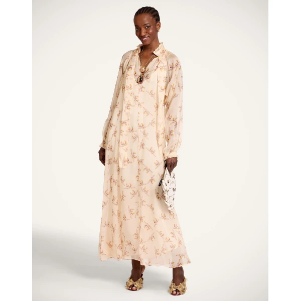 La DoubleJ Magnifico Dress Selva Placée Blue in Silk Twill - Dresses - Milanese Maximalist Fashion at Coveti