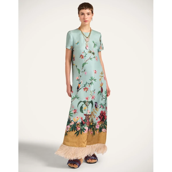 La DoubleJ Magnifico Dress Swathe Placée Pink in Silk Twill - Dresses - Milanese Maximalist Fashion at Coveti