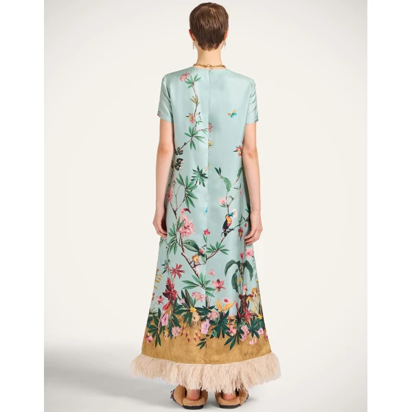 La DoubleJ Magnifico Dress Swathe Placée Pink in Silk Twill - Dresses - Milanese Maximalist Fashion at Coveti