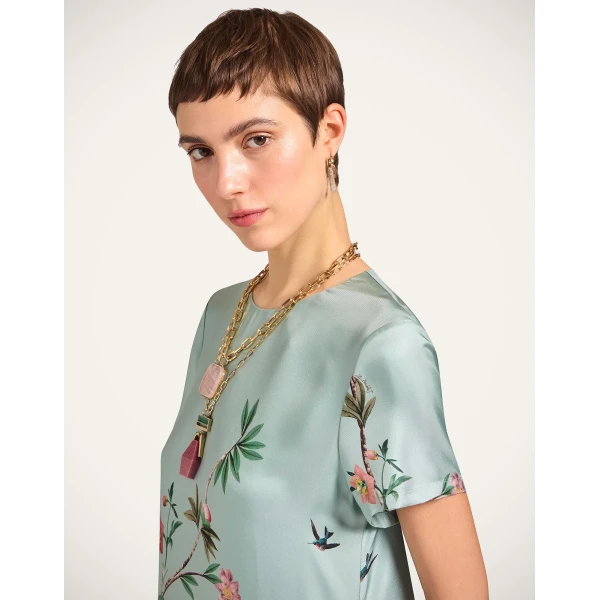 La DoubleJ Magnifico Dress Swathe Placée Pink in Silk Twill - Dresses - Milanese Maximalist Fashion at Coveti