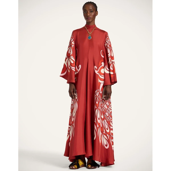 La DoubleJ Magnifico Dress Winter Jasmine in Twill Silk - Dresses - Milanese Maximalist Fashion at Coveti