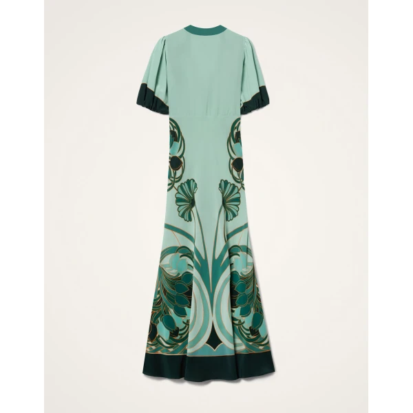 La DoubleJ Marlene Dress Blooming Tulip Placée Mint in Crepe De Chine - Dresses - Milanese Maximalist Fashion at Coveti