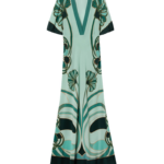 La DoubleJ Marlene Dress Blooming Tulip Placée Mint in Crepe De Chine - Dresses - Milanese Maximalist Fashion at Coveti