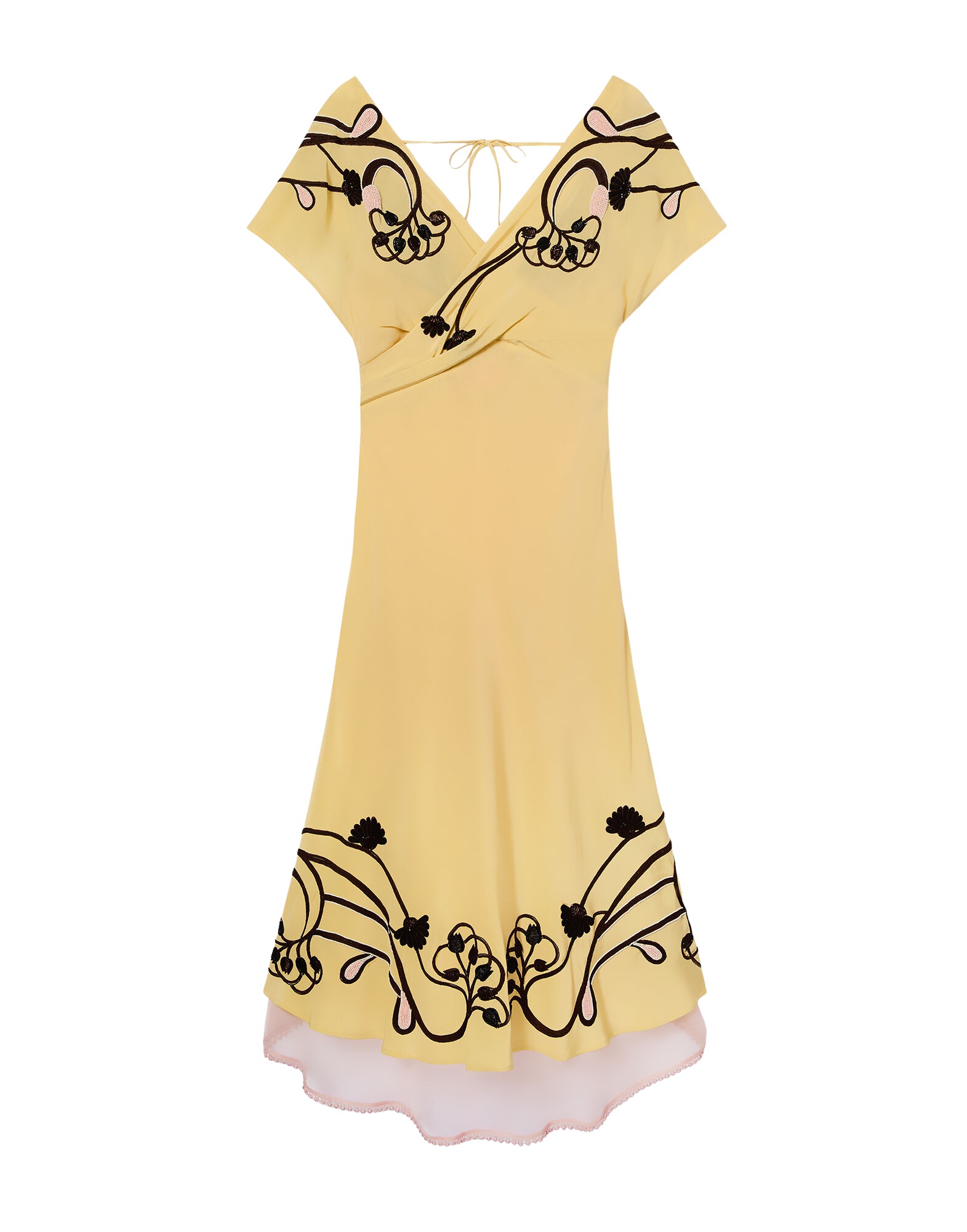 La DoubleJ Marlene Dress Honeysuckle Tricolor Placée Yellow in Crepe De Chine - Dresses - Milanese Maximalist Fashion at Coveti