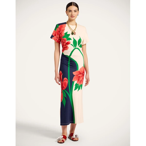 La DoubleJ Marlene Dress Palazzo Placée Lilac in Crepe De Chine - Dresses - Milanese Maximalist Fashion at Coveti