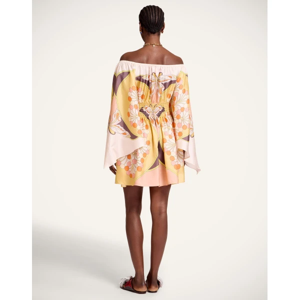 La DoubleJ Marlene Dress Solid Purple in Crepe De Chine Embroidered - Dresses - Milanese Maximalist Fashion at Coveti