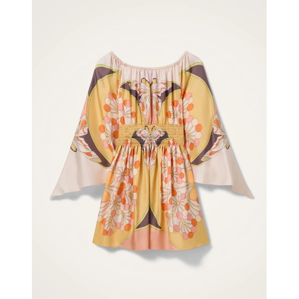 La DoubleJ Marlene Dress Solid Purple in Crepe De Chine Embroidered - Dresses - Milanese Maximalist Fashion at Coveti