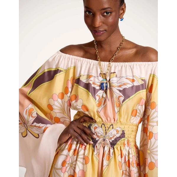 La DoubleJ Marlene Dress Solid Purple in Crepe De Chine Embroidered - Dresses - Milanese Maximalist Fashion at Coveti